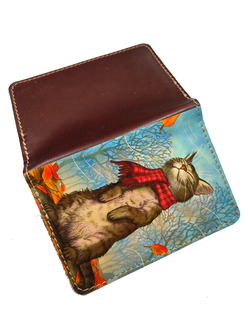 Обложка на автодокументы с принтом "Кот в шарфе"