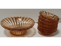 432-2/ Набор посуды, вазочка и 6 розеток, стекло