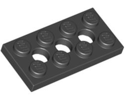 Technic, Plate 2 x 4 with 3 Holes, Black (3709b / 370926)