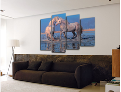 Модульная картина "Белые лошади"