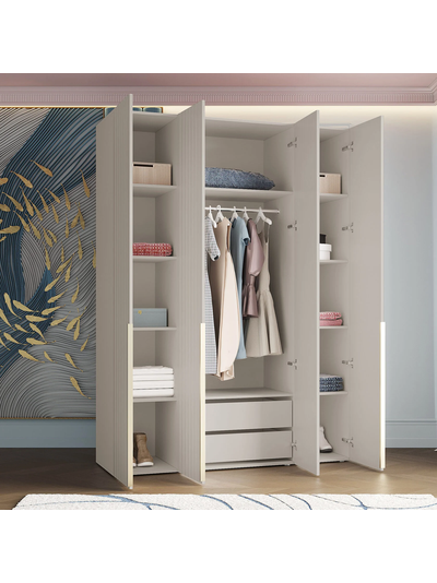 Тефия шкаф четырехстворчатый для одежды 1600х520х2200 Тефия / Софт Сантьяго