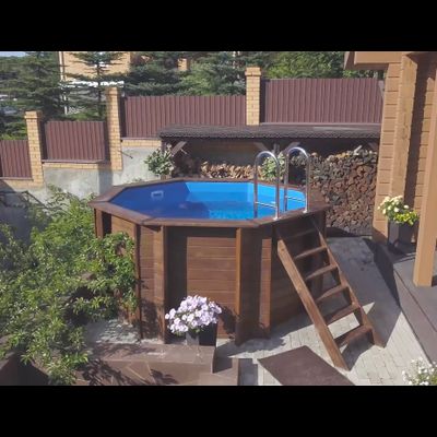 Деревянный каркасный бассейн "Ханхой" 250 х 250 х 145 см Кристалл