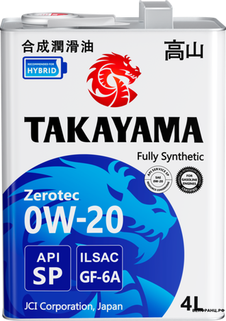 TAKAYAMA Zerotec 0W20 4L мотор. синт. ILSAC GF-6A, API SP