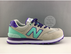 New Balance 574 Серые с фиолетовый женские (36-40) Арт. 220M-A