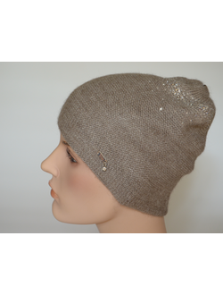 Бежевая шапка из альпака и шелка Vizio Италия 7000 CY