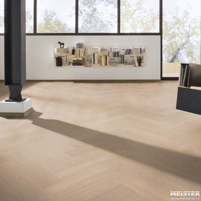 Паркетная доска PS 500 Meister Дуб гармония Сливочно-белый 8815 в интерьере