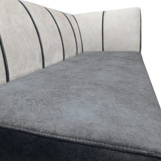 Кухонный ДИВАН "ФОРУМ-8" с боковой спинкой, Серый/Слоновая кость Правый