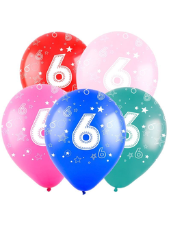 Воздушные шары с гелием "С днем рождения! цифра 6" 30см