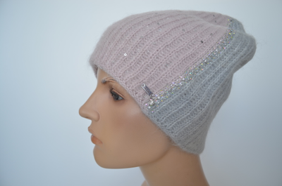 Розовая с серым шапка Vizio италия