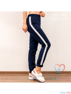 Брюки-слимы DOCLIKE SLIM DL233/1 синие с лампасами