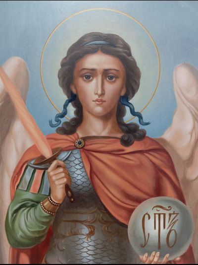 Михаил Архангел, святой Архистратиг. Рукописная икона 22х28см.