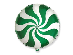 Фольгированный круг карамелька зеленая, 46 см