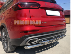 Защита заднего бампера двойная с перемычками d60/42 для Chery Tiggo 8 Pro 2021-