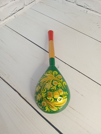 Деревянная столовая ложка Ландыш 190*60 мм зеленый фон