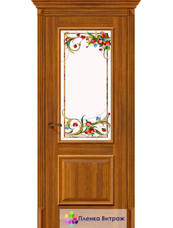 Витражная пленка, витражная пленка самоклеющаяся под заказ,пленочный витраж с красными розами