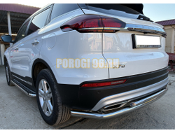 Защита заднего бампера угловая большая двойная Папа Тюнинг d60/42 для BELGEE X70 2024-