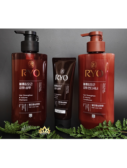RYO Шампунь 480+112мл и кондиционер 480мл для уменьшения выпадения и упругого стойкого объема на 48 часов