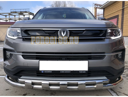 Защита переднего бампера двойная с перемычками d60/42 для для Changan CS35 Plus (2019-...)