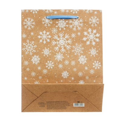 Пакет крафтовый вертикальный «Волшебные снежинки», 12 × 15 × 5,5 см