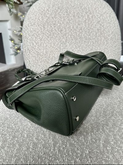 Женская сумка портфель из натуральной кожи темно-зеленого цвета, Vera Pelle Italy. Арт. 024585