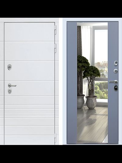 Белая дверь с зеркалом Трендо