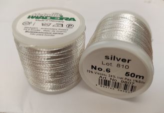 нитки металлизированные Madeira № 6 серебро. Lot 810