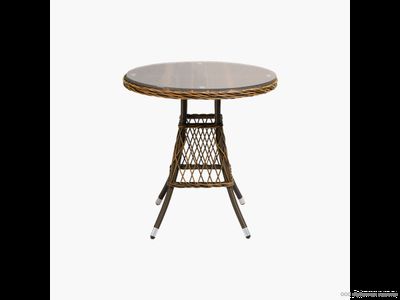 Стол ПРОВАНС круглый/стекло 70см из ротанга