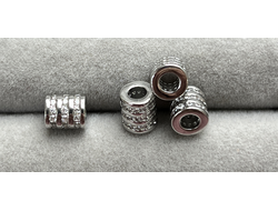 Бусина родий цирконы 6х6мм