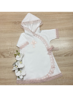 Крестильное платье для девочки "Злата розовое кружево", размеры от 0 д 3-х лет, можно вышить любое имя