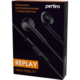 Perfeo наушники внутриканальные c управлением звуком/микрофоном «REPLAY» черные (PF_A4635)