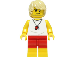 Beach Lifeguard - Male, White Shirt, Red Shorts, Tan Hair, n/a (cty1388)