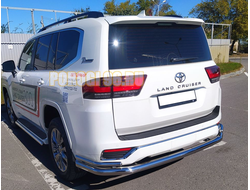 Защита заднего бампера угловая большая двойная d76/42 для Toyota Land Cruiser 300 (Юбилейная) 2021-