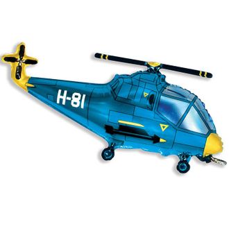 Фольгированный шар с гелием "Вертолет синий"