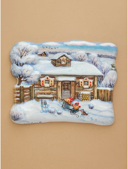 Деревенский дворик зима (панно)