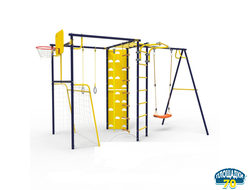 Детский уличный металлический комплекс 7.2 зеленый-желтый + качели лодочка