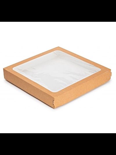 Коробка кондитерская с окном (крафт), 260*260*40мм