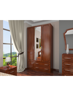 ШР-3 (пл./бел.) 2 больш. ящика с зеркалом (Браво мебель)