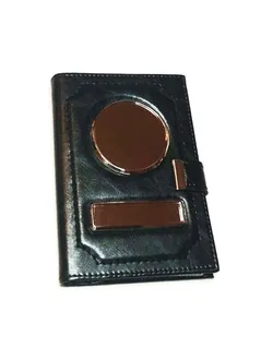 Кожа: МАТОВАЯ. Цвет: ЧЁРНЫЙ. Обложка 2в1 на заклёпке.  Автодокументы + ПАСПОРТ