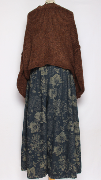 ДЖЕМПЕР КОРОТКИЙ "КИМОНО ШОВ СТОЙКА" широкий рукав мокко, шоколад до р.54