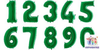 Цифра зеленая 102 см - 1,5 ( шар + гелий + лента ) С
