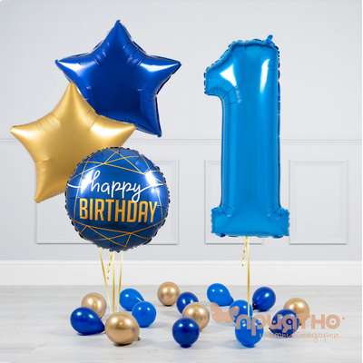 СЕТ ИЗ ВОЗДУШНЫХ ШАРИКОВ "С ДНЕМ РОЖДЕНИЯ"