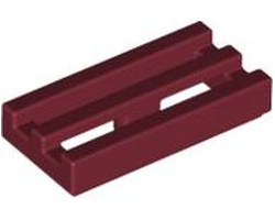 Tile, Modified 1 x 2 Grille with Bottom Groove / Lip, Dark Red (2412b / 4162204 / 4528969 / 4541506)