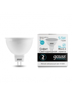 Лампа светодиодная Gauss LED Elementary MR16 GU5.3 5.5Вт 450Лм 4100К, 13526