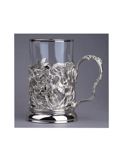 подстаканник охота на уток никелированный