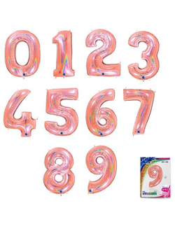 Цифра фольгированная Розовое золото голография 102 см.