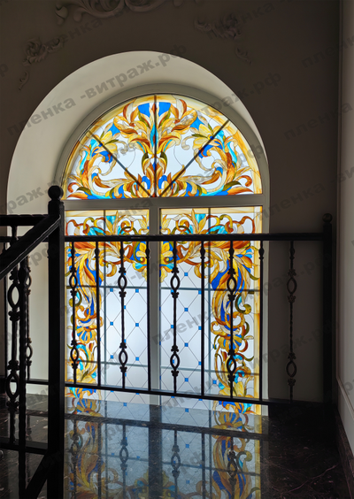Витражная пленка, витражная пленка самоклеющаяся, пленочный витраж в русском стиле