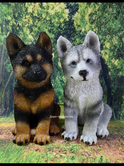 Хаски - садовая фигура 37*30*20см  1,7кг   экологичный полистоун Россия  2798/012979 Не боится влаги и перепадов температур