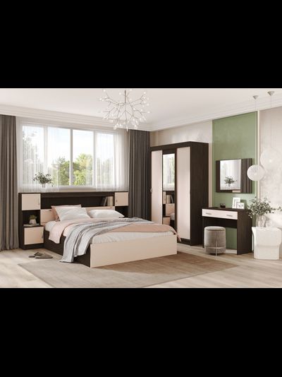 Бася (Басса) КР 552 кровать с закроватным модулем Белфорт/Венге (с настилом)