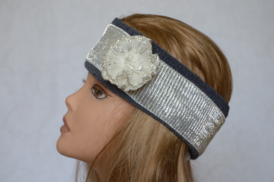 Вязаная летняя полоска на голову Vizio Италия 4607 F темно - серая