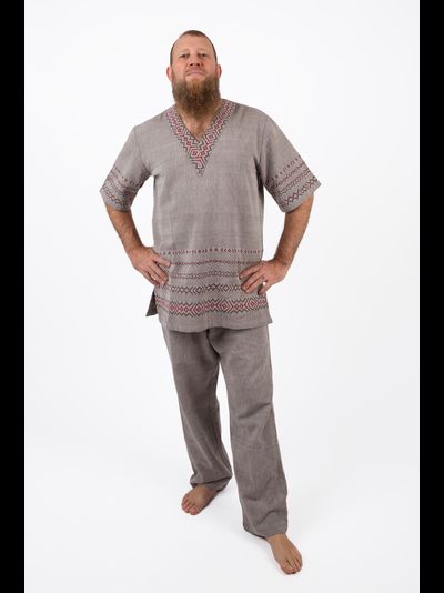 Славянский домашний костюм из льна ручного ткачества